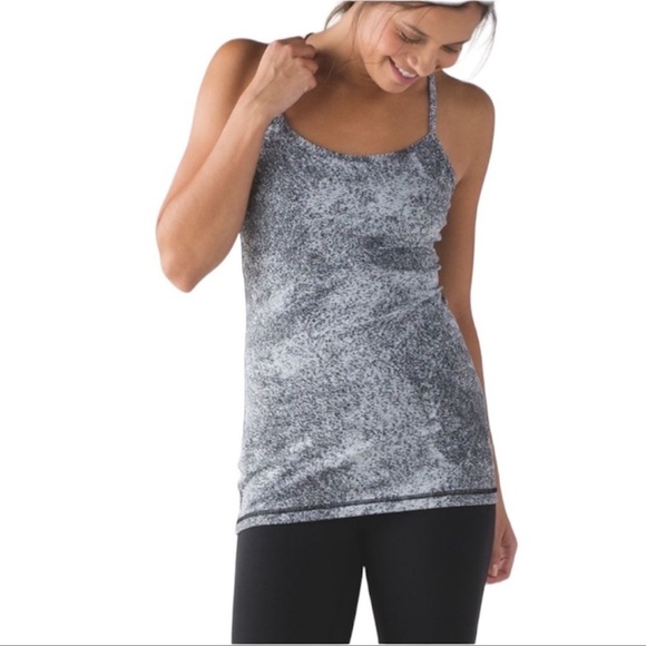 lululemon athletica Tops - Lululemon Power Y Tank Top Luon in Spray Jacquard White Black Size 6